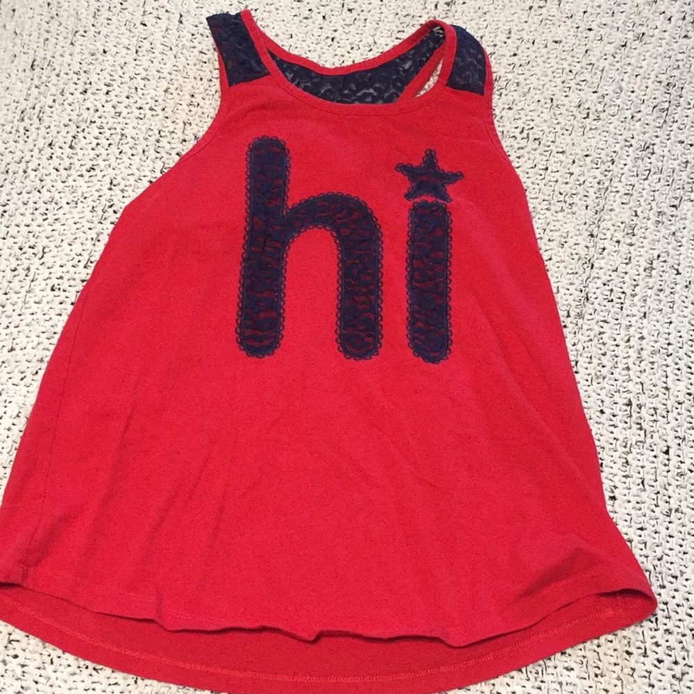 Girls XL tank top, red & blue HI.
